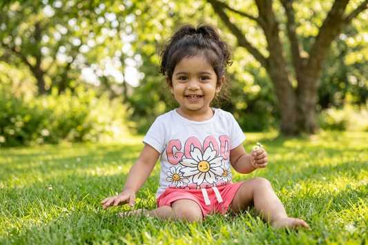 Tropical Bloom cotton summer short set for baby girls 
0-3 years | Shishu Vastra