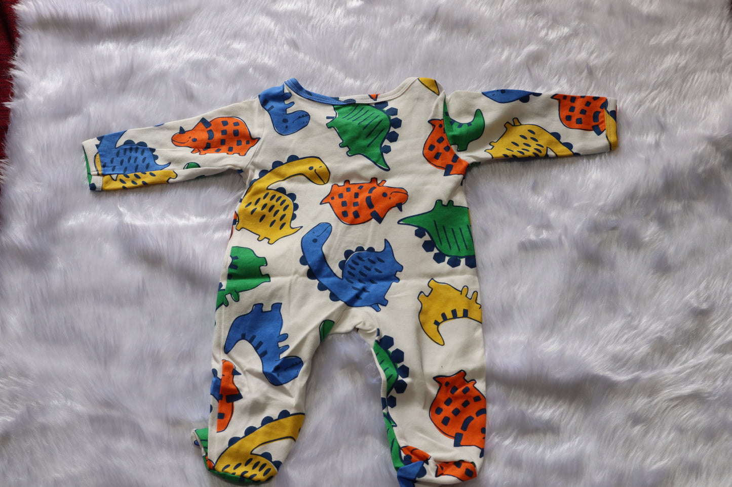 Cotton Dinosaur Print Full Sleeve Footed Onesie for Newborn Baby