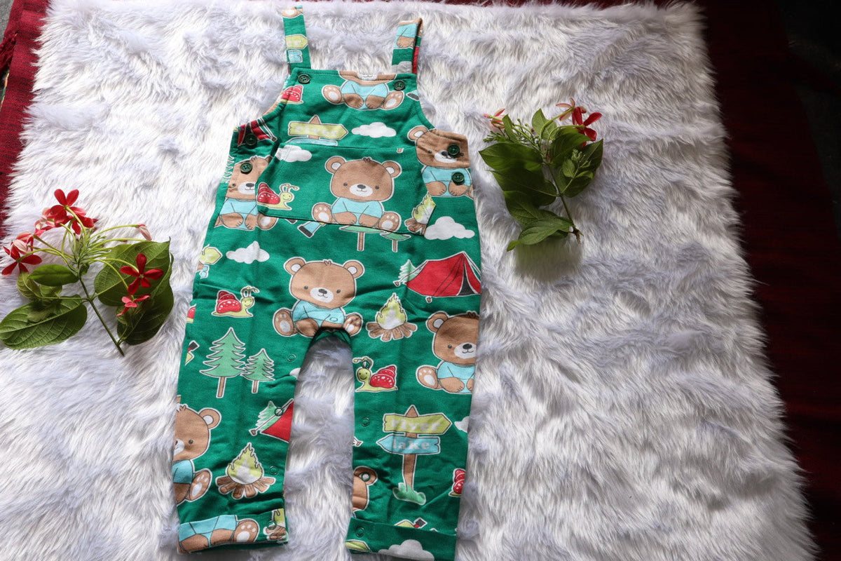 Babyhug Cotton Teddy Bear Printed Dungaree Set