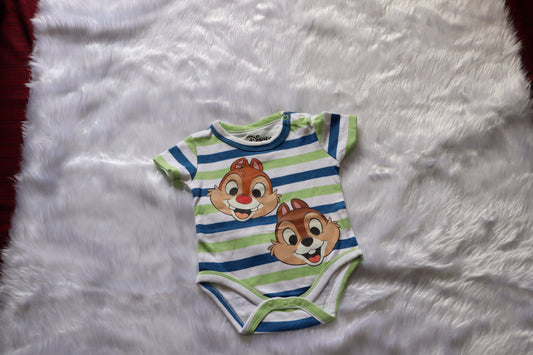 Cotton Baby Romper – Disney Chip & Dale Striped Half Sleeve Bodysuit