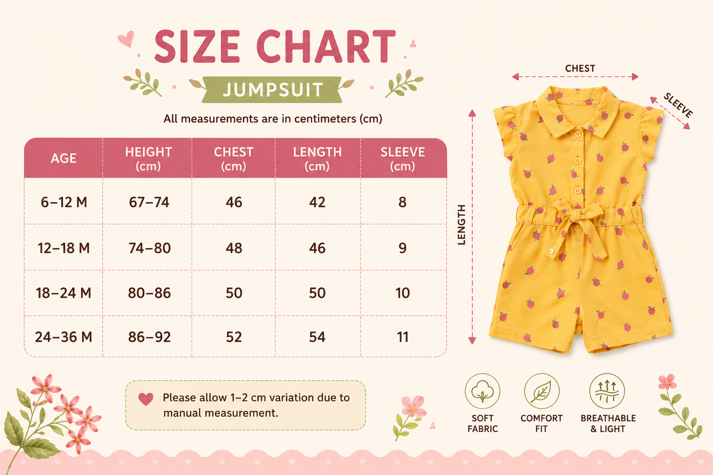 Girls Yellow Apple Print Knitted Cotton Jumpsuit