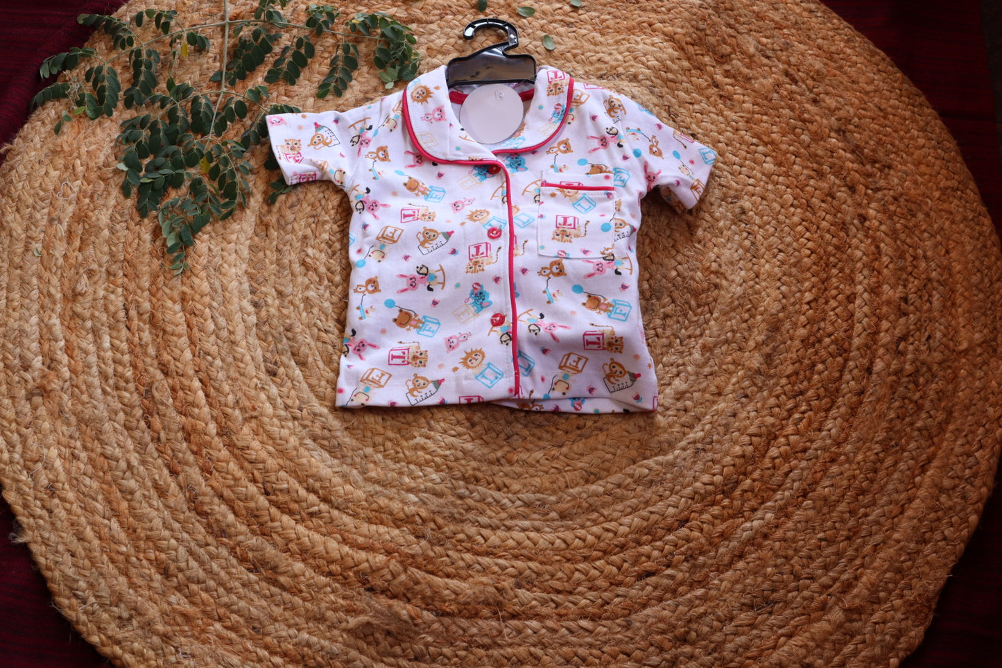 Kids Cotton Nightsuit | Animal Print Shirt & Pyjama Sleep Set