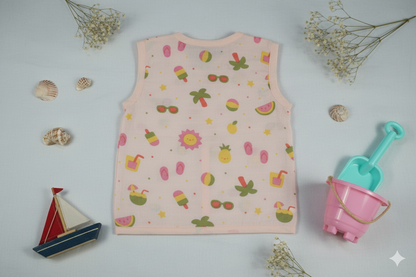 Muslin Sleeveless Jabla Top – Orange Planet Print – photo 3