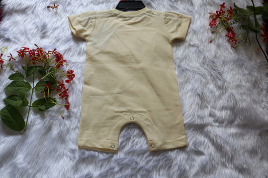 Baby Cream Chipmunk Cartoon Print Cotton Romper