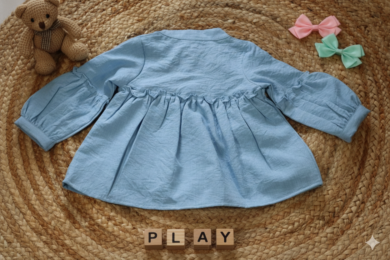 Sky Blue Cotton-Feel Baby Tunic Top (1–7 yrs)