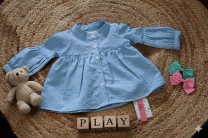 Sky Blue Cotton-Feel Baby Tunic Top (1–7 yrs)