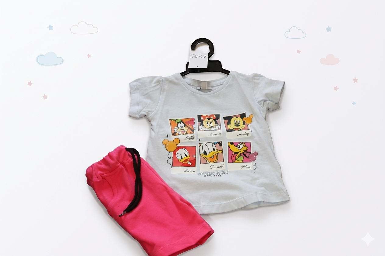 Cartoon Friends Summer Short Set for Baby Boys & Girls | Cotton