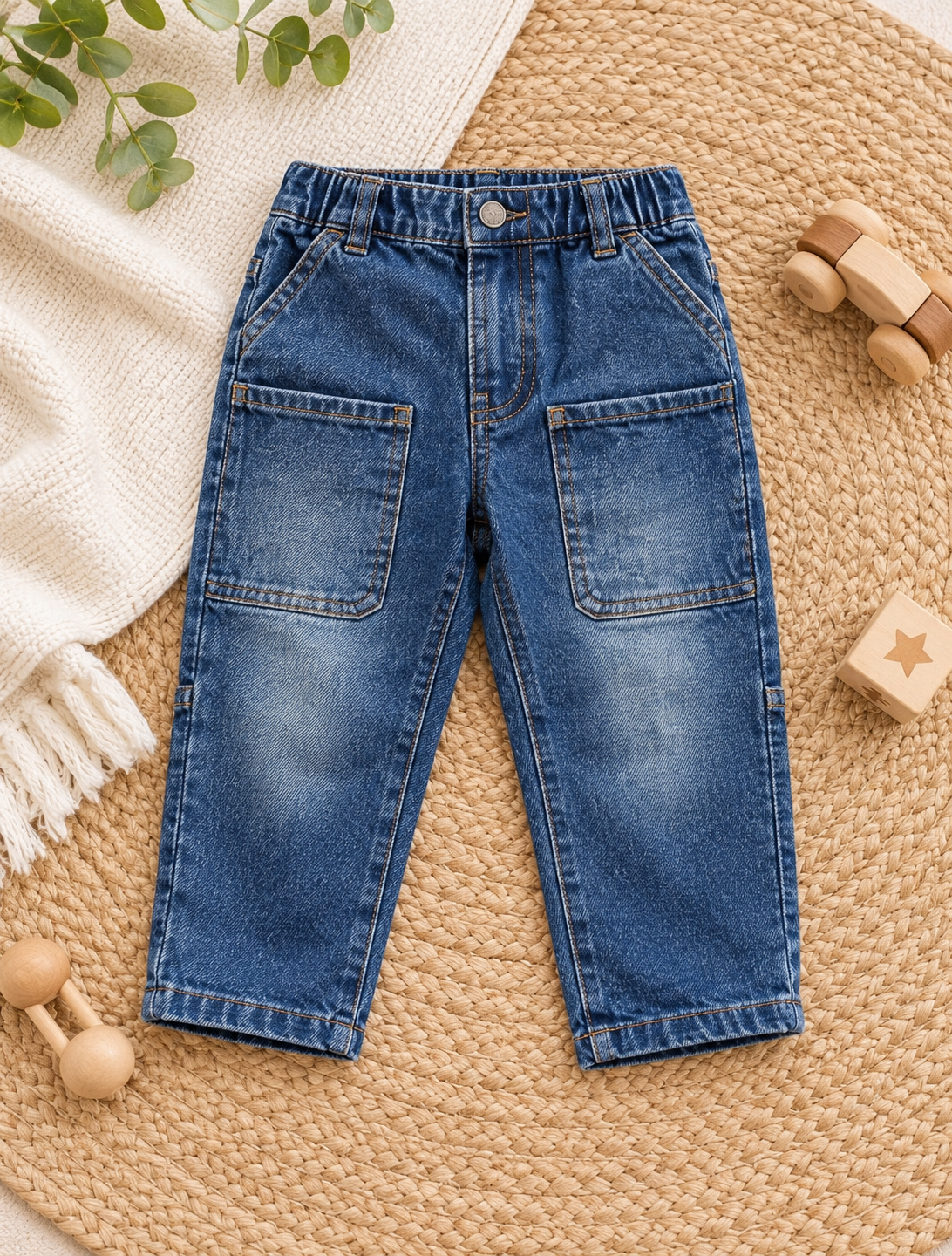 Unisex Dark Indigo Denim Jeans – Relaxed Utility Fit – photo 3