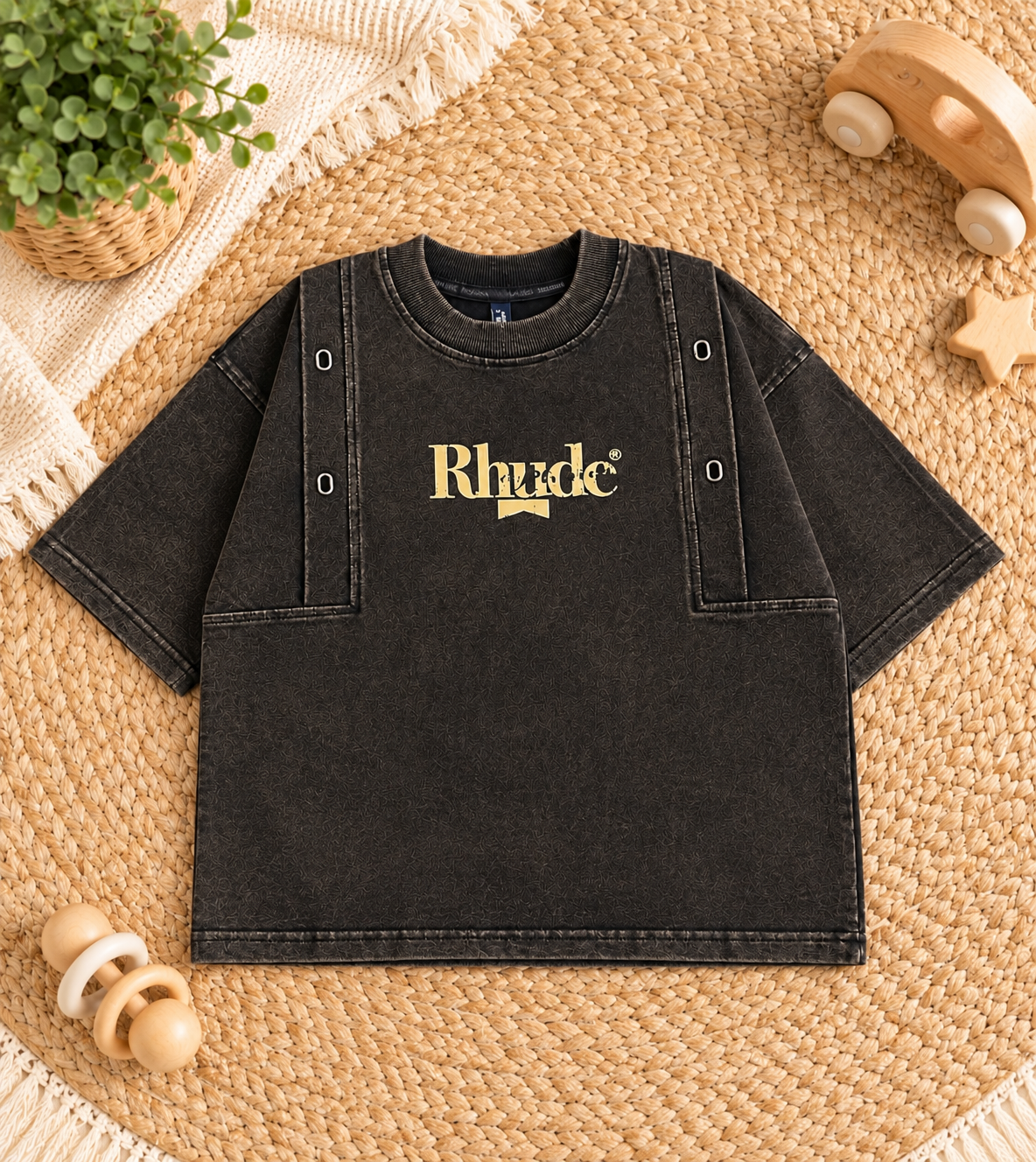 Washed Black Oversized Graphic T-Shirt – 240 GSM – photo 3