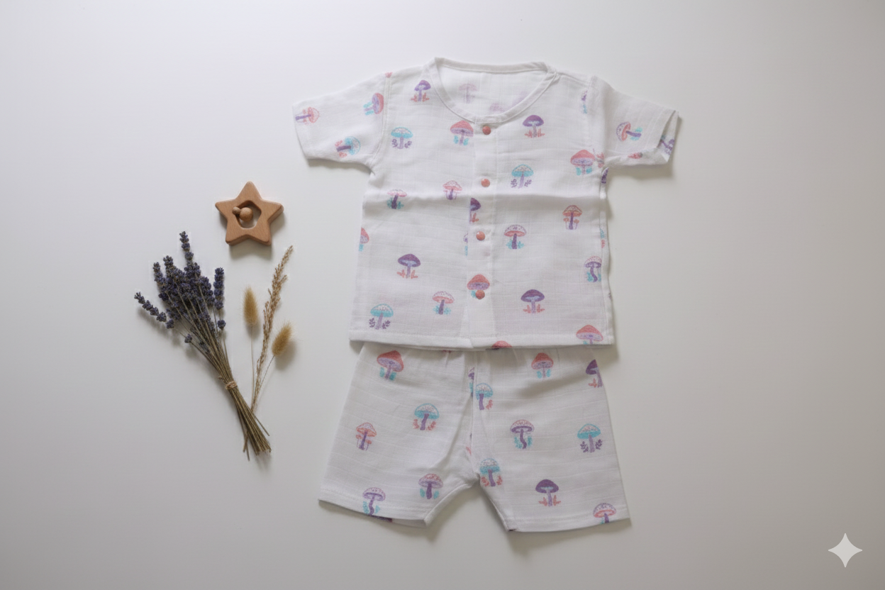 Muslin Half Sleeve Coord Set