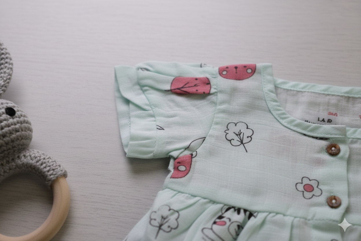 Muslin Puff Sleeve Tiny Frock