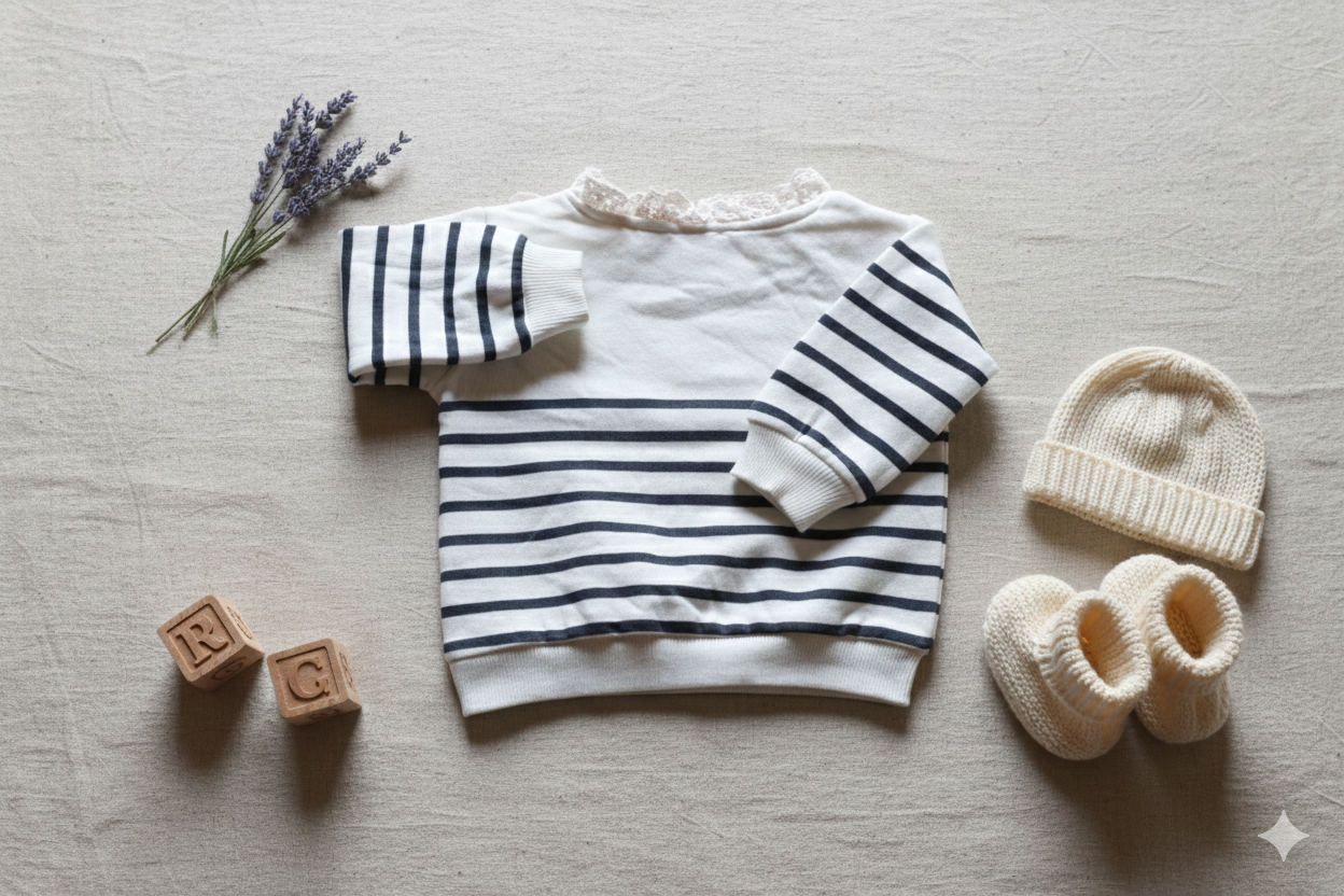 Lace & Stripes Elegant Sweatshirt