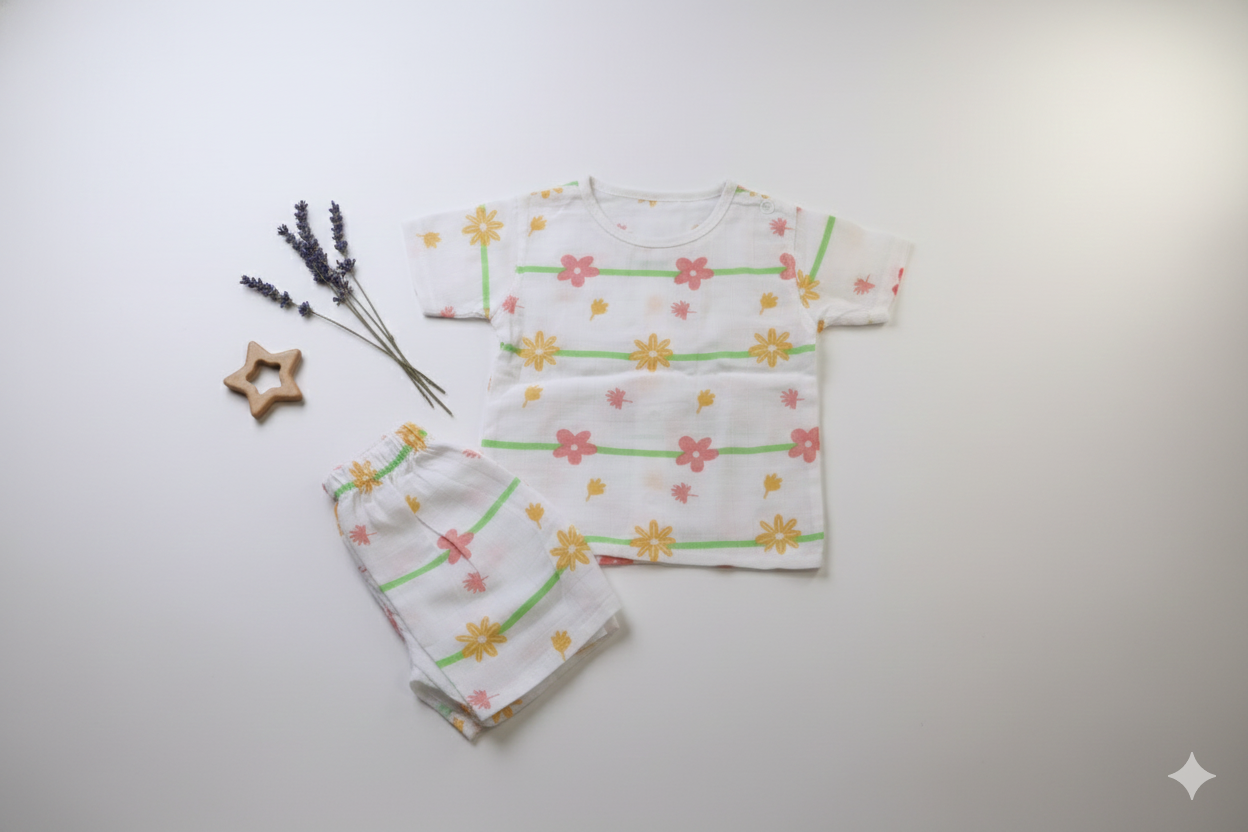 Muslin Half Sleeve Coord Set