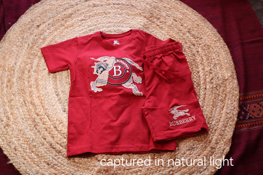 Cotton Burberry Kids Red Coord Set