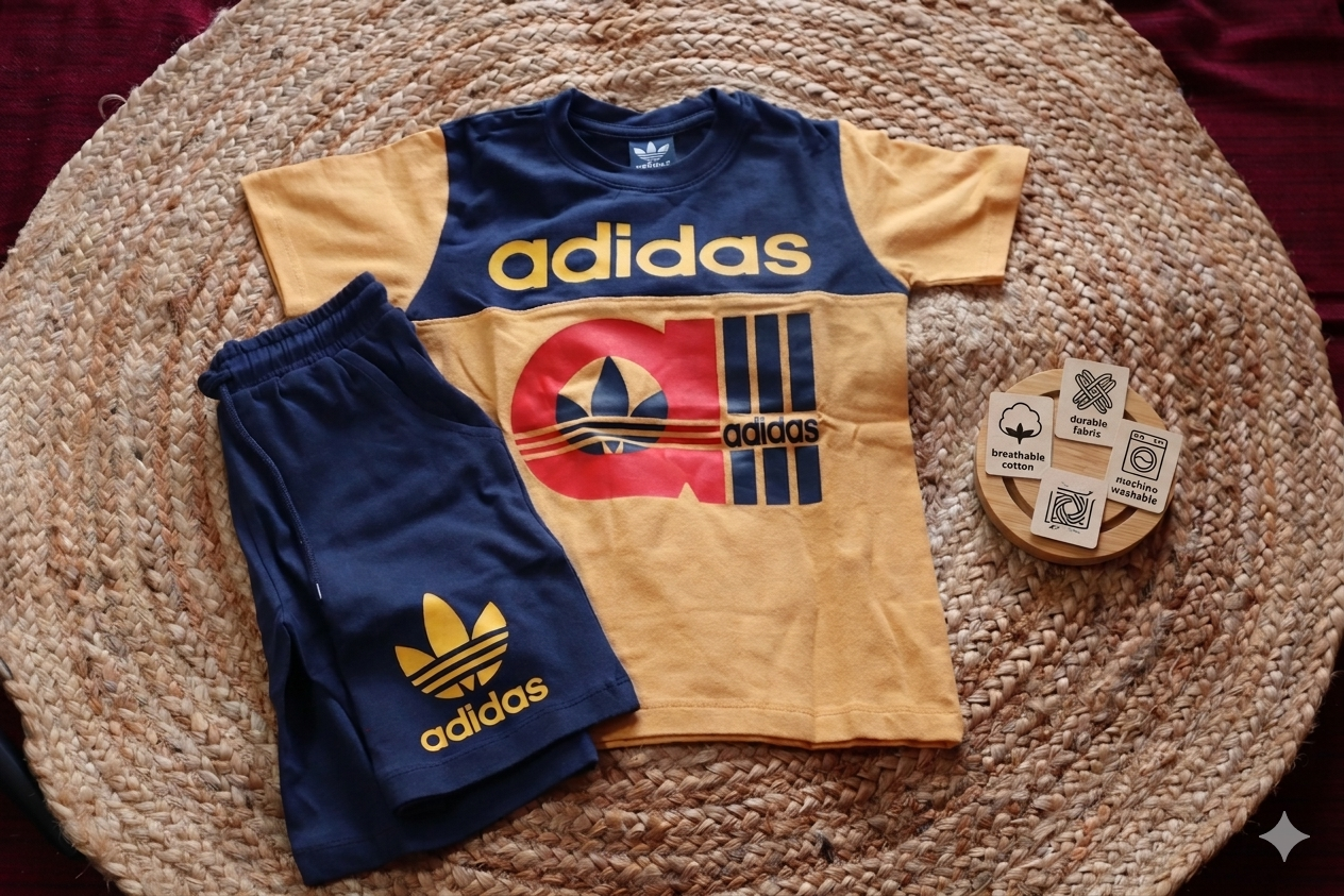 Cotton Boy Navy Blue Sports  Co-ord Set