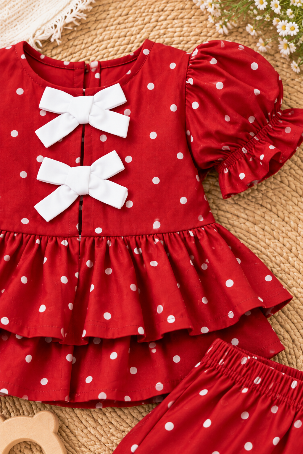 Red Cotton Girls Co-ord Set – Stylish & Comfortable