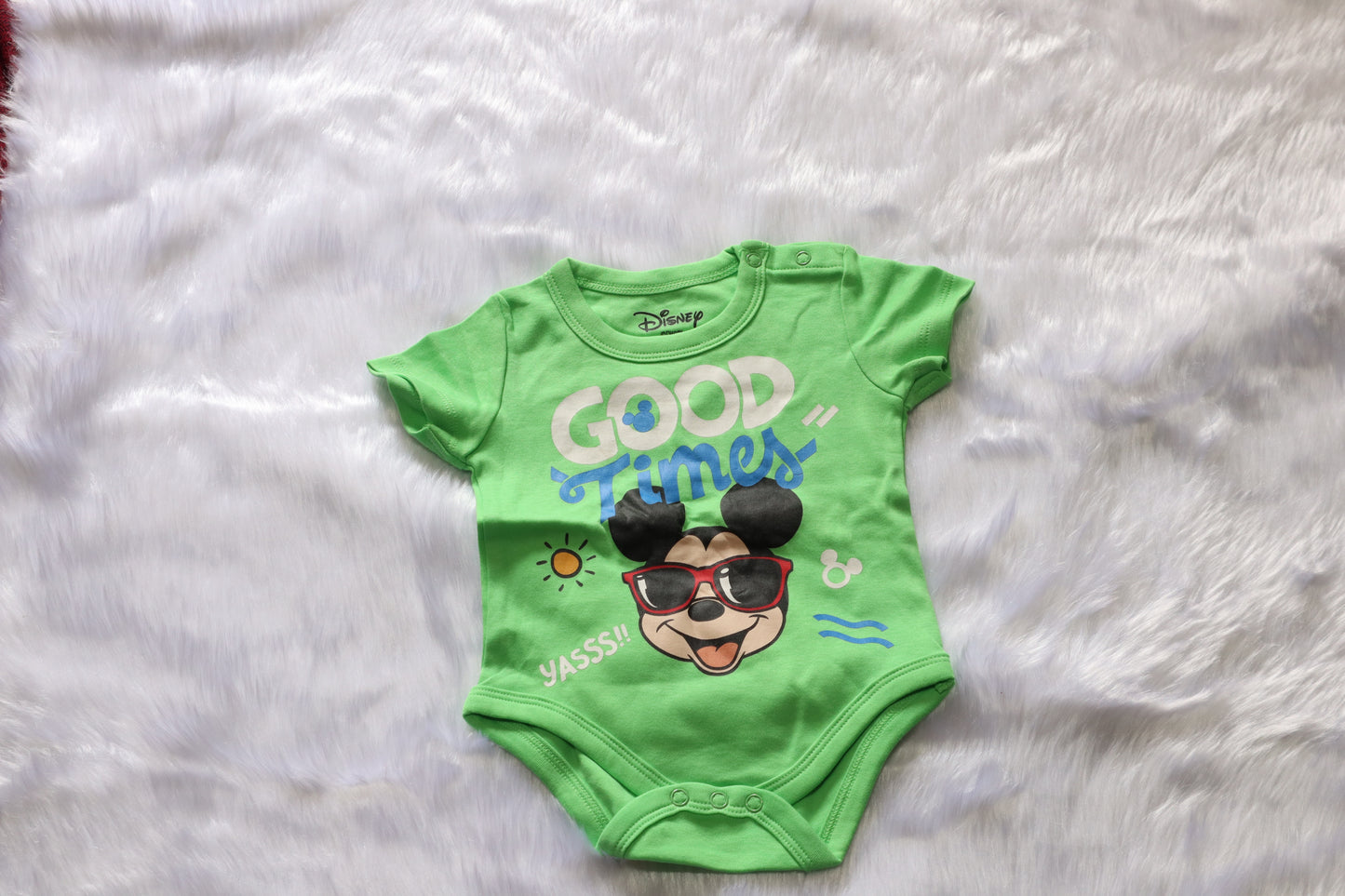 Cotton Baby Romper – Disney Mickey Mouse Graphic Half Sleeve Bodysuit