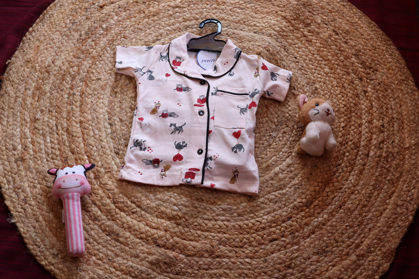 CottonCat & Hearts Print Nightsuit Set