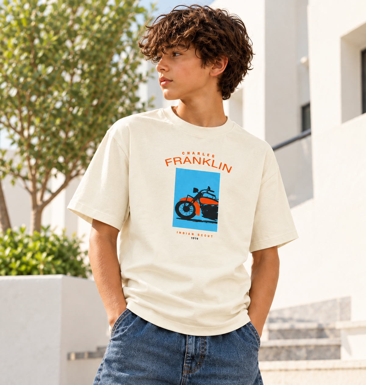 Premium 240+ GSM Kids Jeep Graphic T-Shirt – White