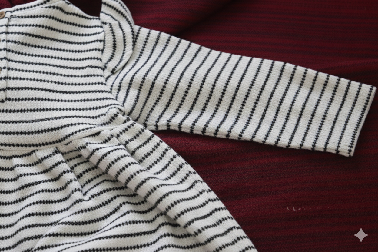 Cherry Strip Knit Baby Frock