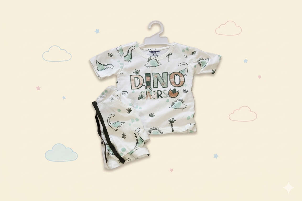 Dinosaur Summer Short Set for Baby Boys | Cotton Toddler Wear
