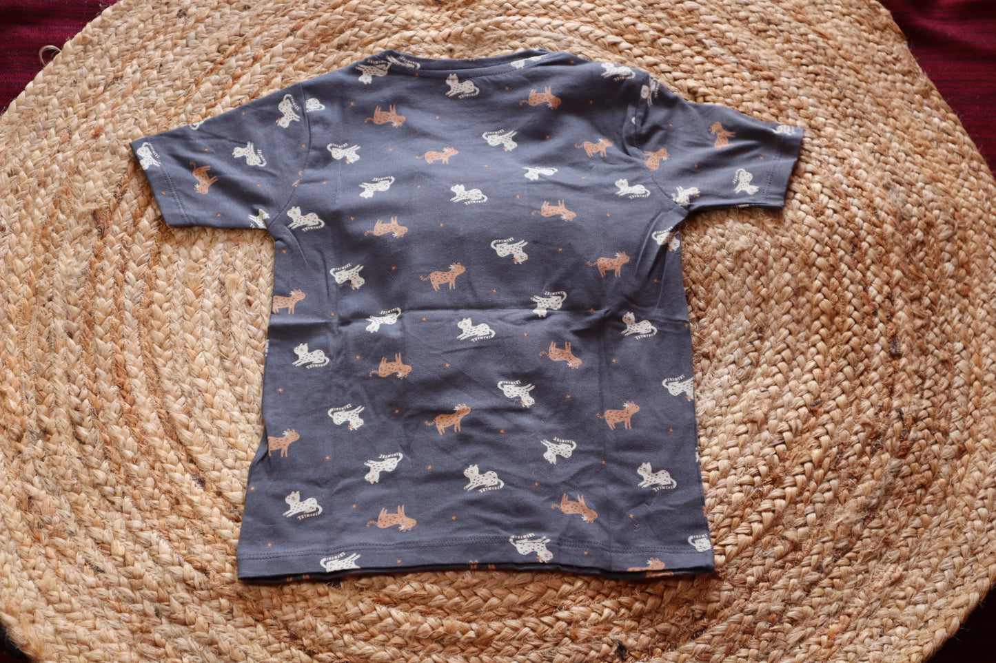 Cotton Unisex Grey Cat Print  Co-ord Set