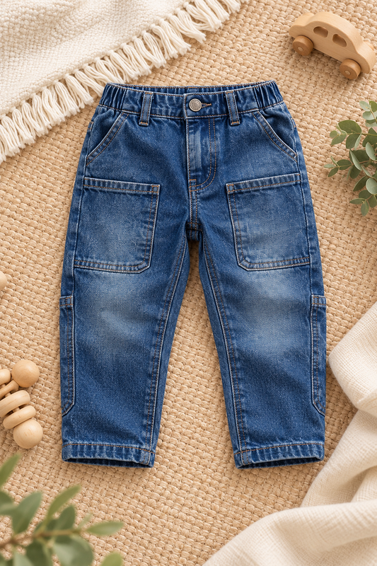 Kids Blue Denim Jeans – Relaxed Fit, Pull-On Waist – photo 2