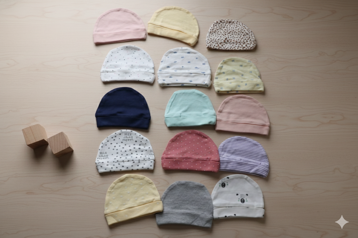 Soft Cotton Baby Caps – Multicolor Set