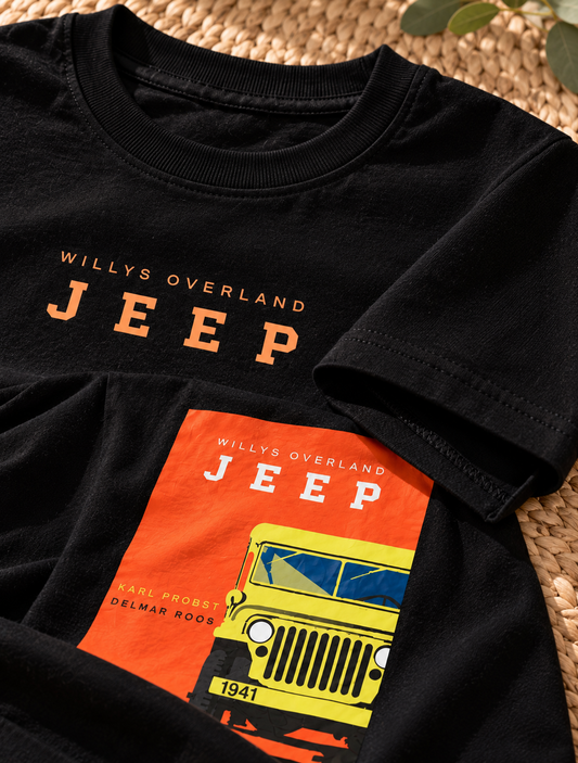 Black Oversized Graphic T-Shirt – Retro 4x4 Print – 240 GSM – photo 2