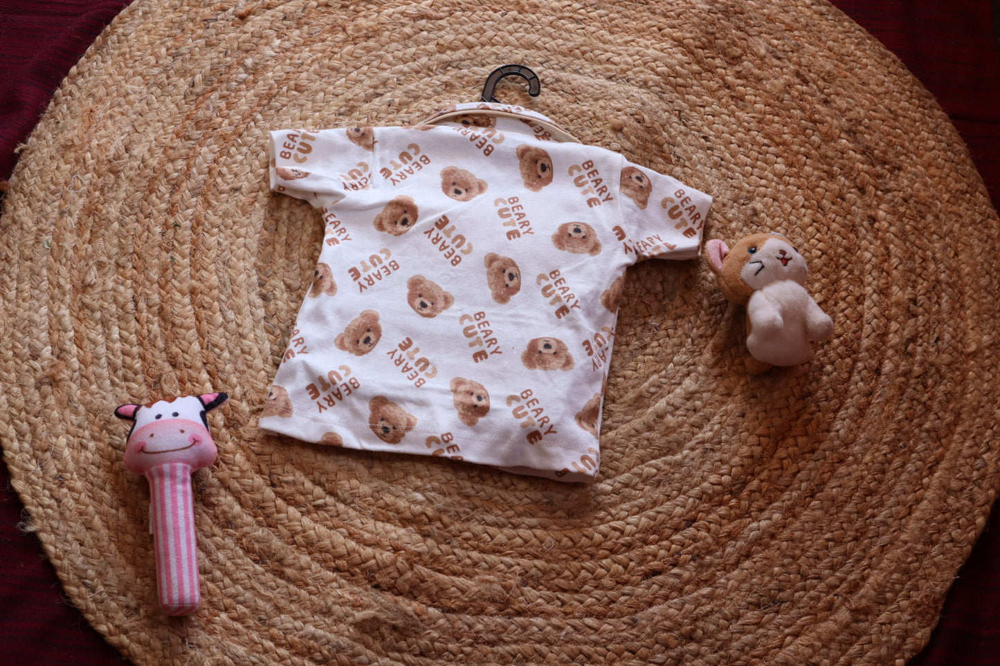 Cotton Teddy Bear Print Nightsuit Set