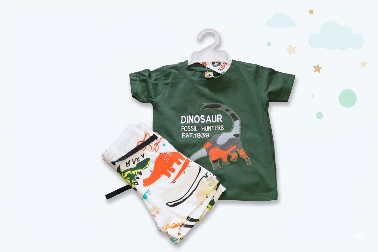 Dino Fossil Hunter Summer Short Set for Baby Boys | Cotton