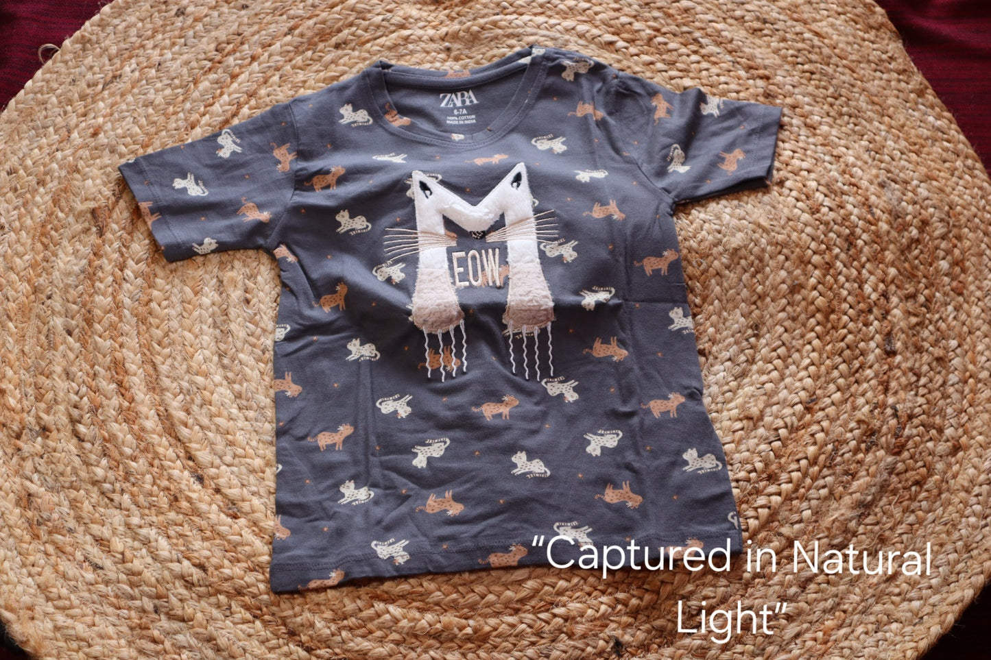 Cotton Unisex Grey Cat Print  Co-ord Set